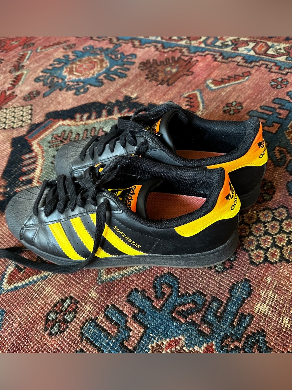 adidas Men’s Superstar Sneakers - Black with Yellow Fade - rare!